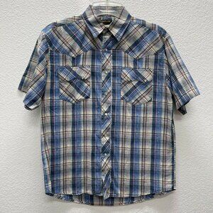 VTG Wrangler Plaid Pearl Snap X-Long Tails Regular Fit Western Shirt Cowboy